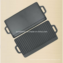 Preseasoned reversível de ferro fundido camping churrasco Grill Pan China